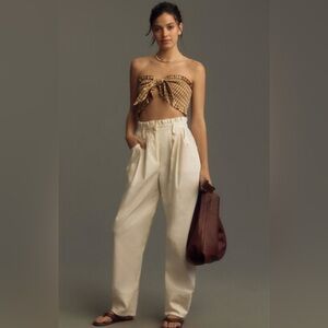 NWOT Corey Lynn Calter Anthropologie Tapered Paper Bag Ruffle Waist Trousers